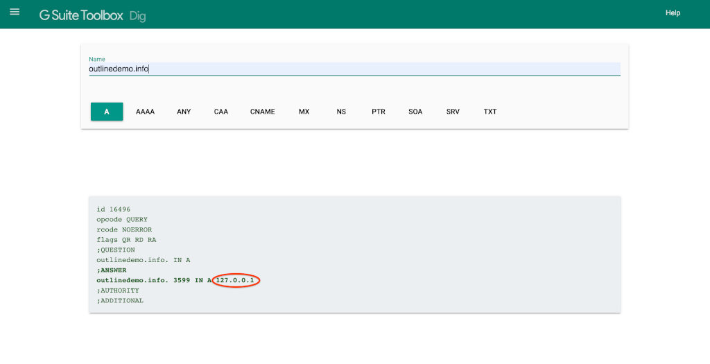 Suchen Sie mit dem DNS-Tool von Google nach Ihrer Domain.